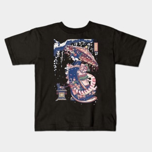 Japanese Girl With Dragon and Cats T-Shirt 09 Kids T-Shirt